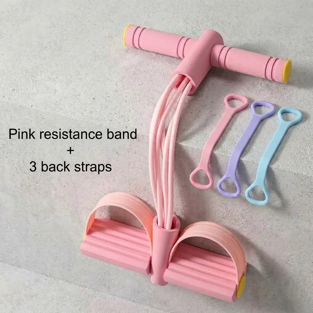 6-Tube Fitness Resistance Band with Foot Pedals – Portable, Elastic & Easy to Use