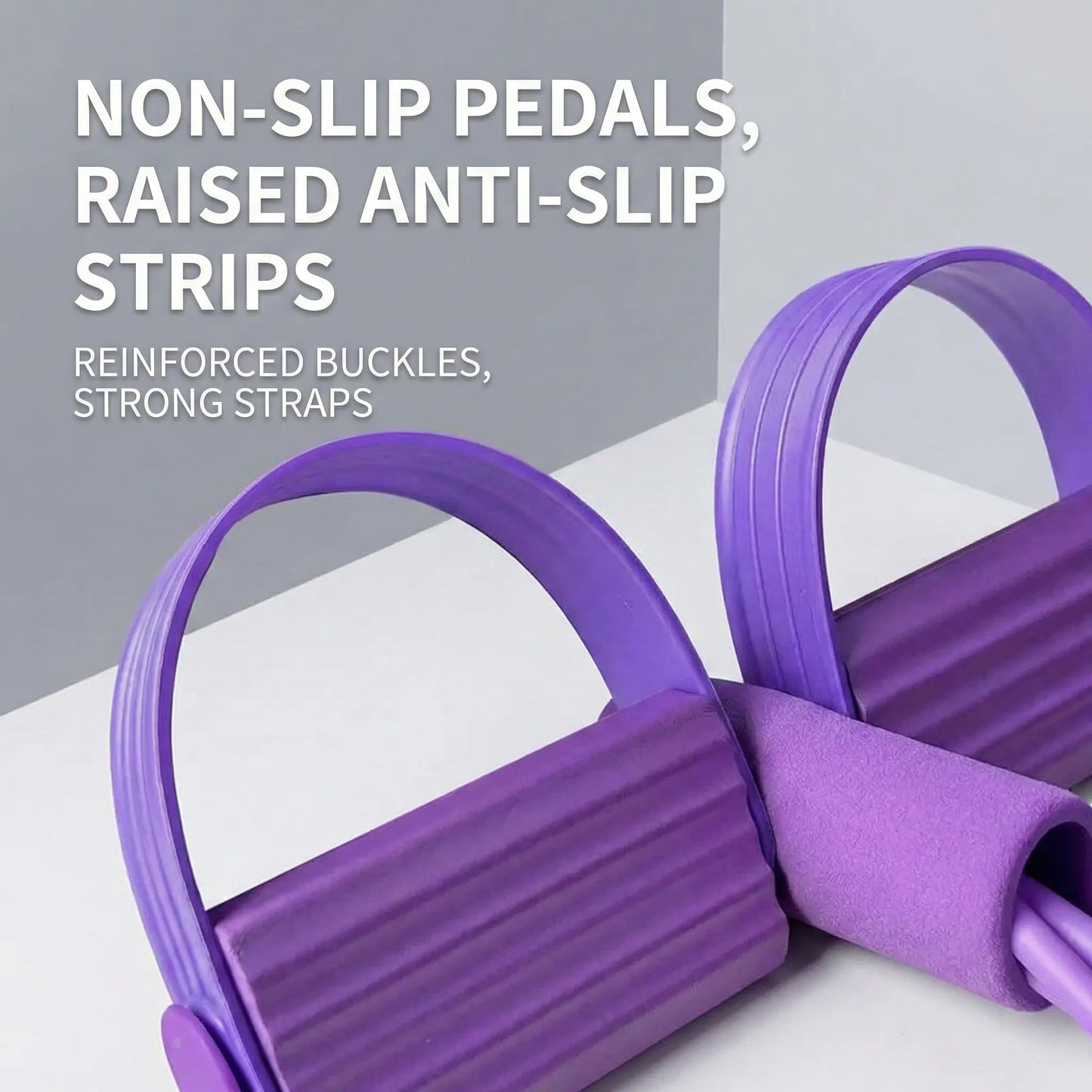 6-Tube Fitness Resistance Band with Foot Pedals – Portable, Elastic & Easy to Use