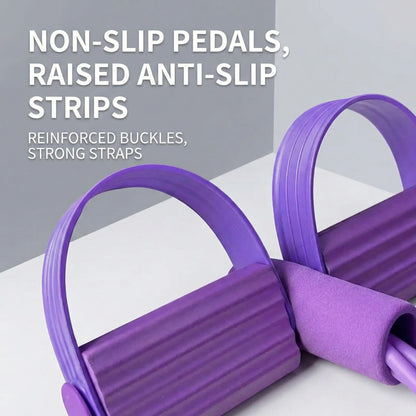 6-Tube Fitness Resistance Band with Foot Pedals – Portable, Elastic & Easy to Use