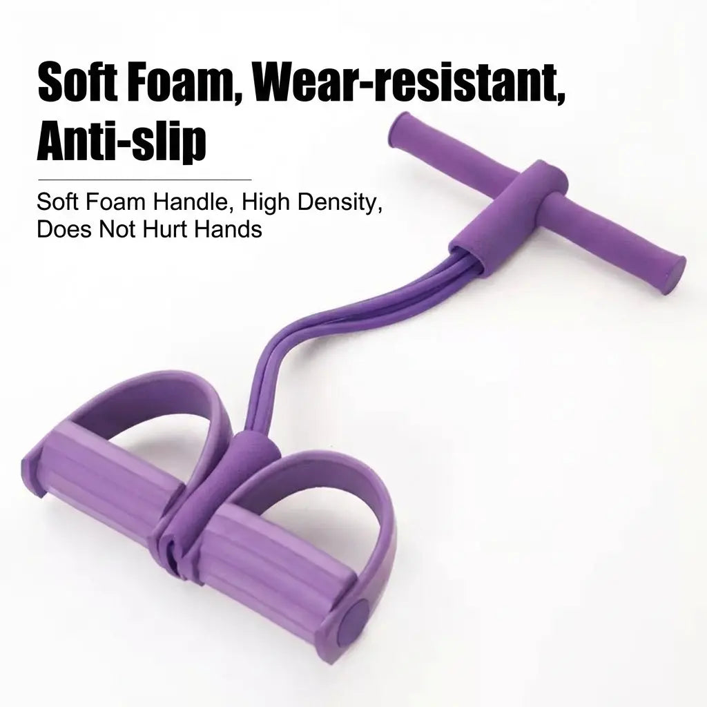 6-Tube Fitness Resistance Band with Foot Pedals – Portable, Elastic & Easy to Use