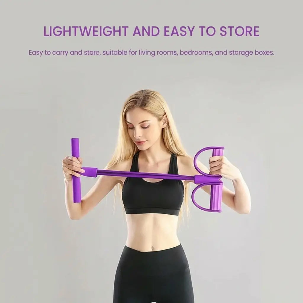 6-Tube Fitness Resistance Band with Foot Pedals – Portable, Elastic & Easy to Use