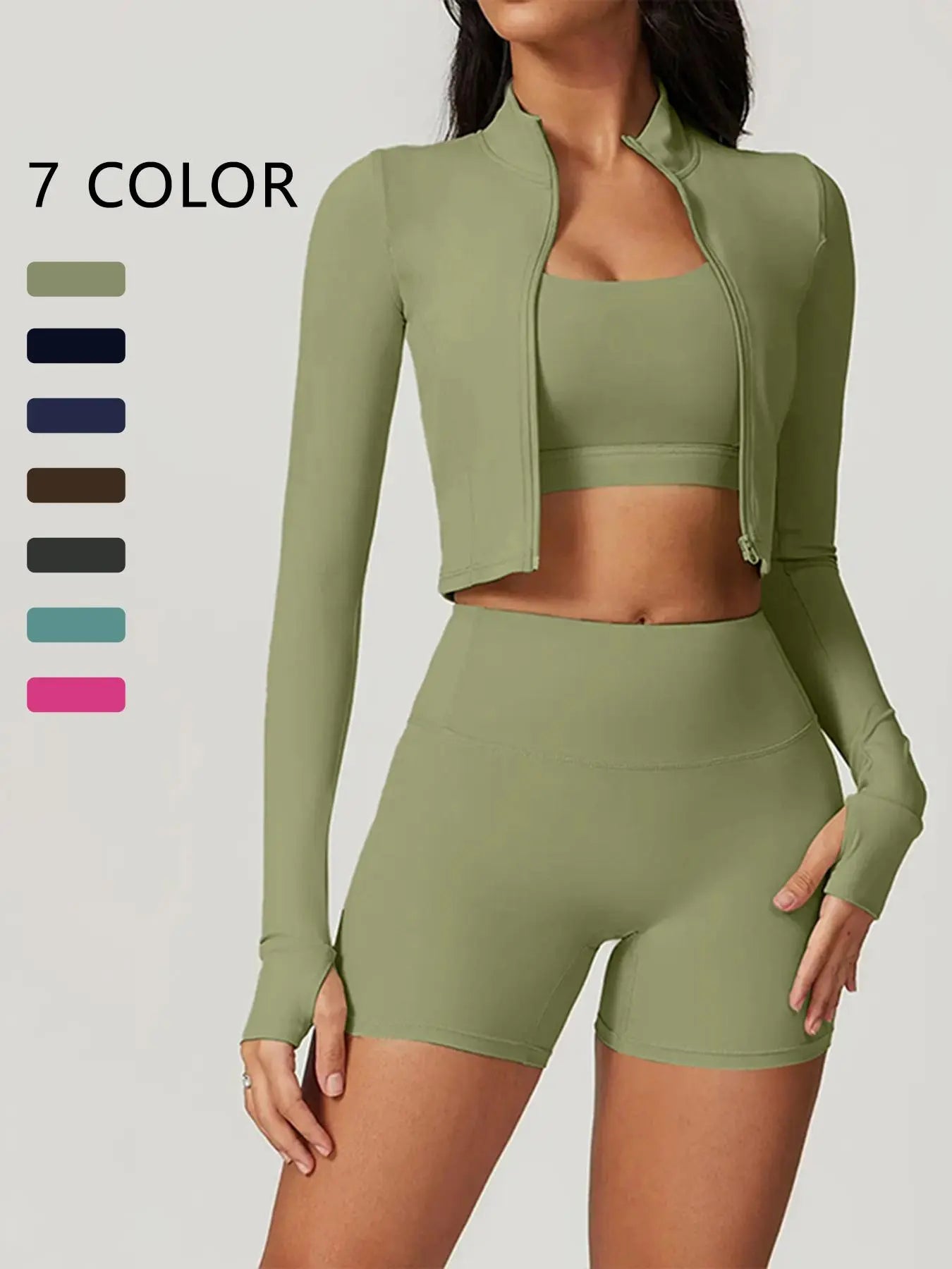 Cloud Sensing Outdoor Sporty Yoga Suit, Bare Feel Fitness Wear, Shockproof High Waist, Sleeveless Long Sleeve Jacket, Short Pants Set