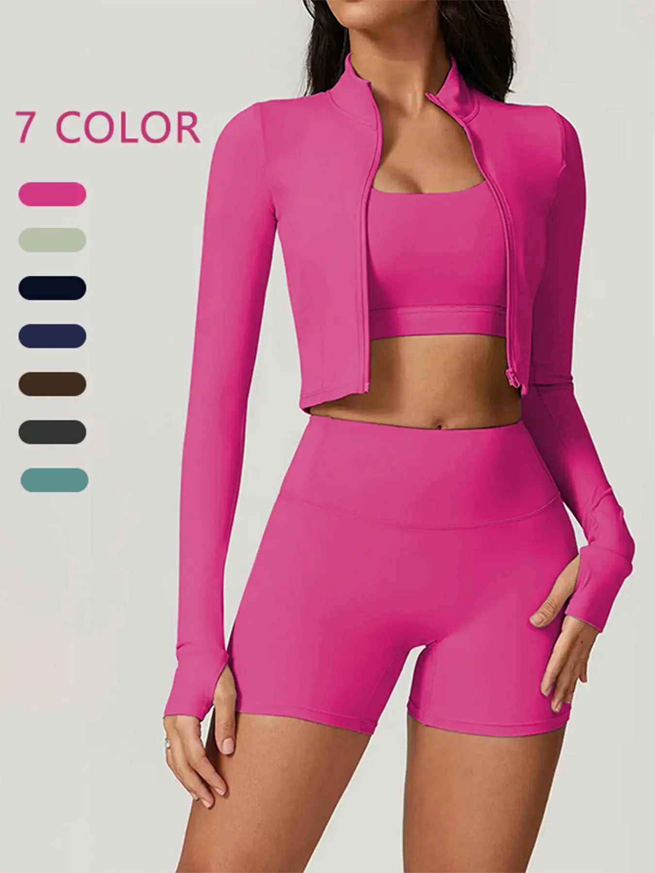 Cloud Sensing Outdoor Sporty Yoga Suit, Bare Feel Fitness Wear, Shockproof High Waist, Sleeveless Long Sleeve Jacket, Short Pants Set